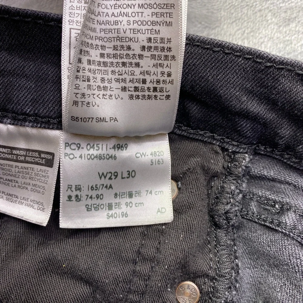 Levi Strauss Premium Mens Black Wash Slim Fit Jeans Sz 29 Fits 26